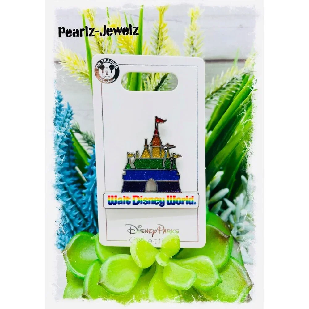 Walt Disney World Park Collections Rainbow Glitter Castle Enamel Trading Pin NEW